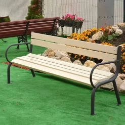 Zeitlose Sitzbank Aus Metall Und Holz Für Garten Und Stadt - Emilie -Gartenwelt Geschaft zeitlose sitzbank aus metall und holz fuer garten und stadt emilie3